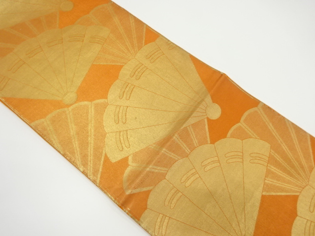 JAPANESE KIMONO / ANTIQUE FUKURO OBI / SILK / WOVEN FOLDING FAN
